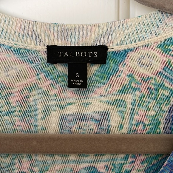 COPY - Talbots Cardigan Size Small Blue Green Pink Button Up 3/4 sleeve - Picture 2 of 4